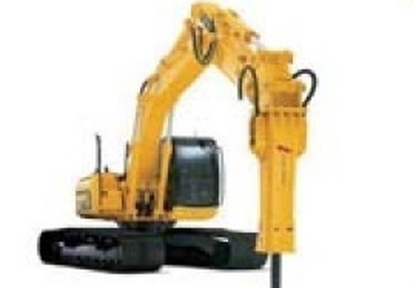 Excavator with Rock Breaker